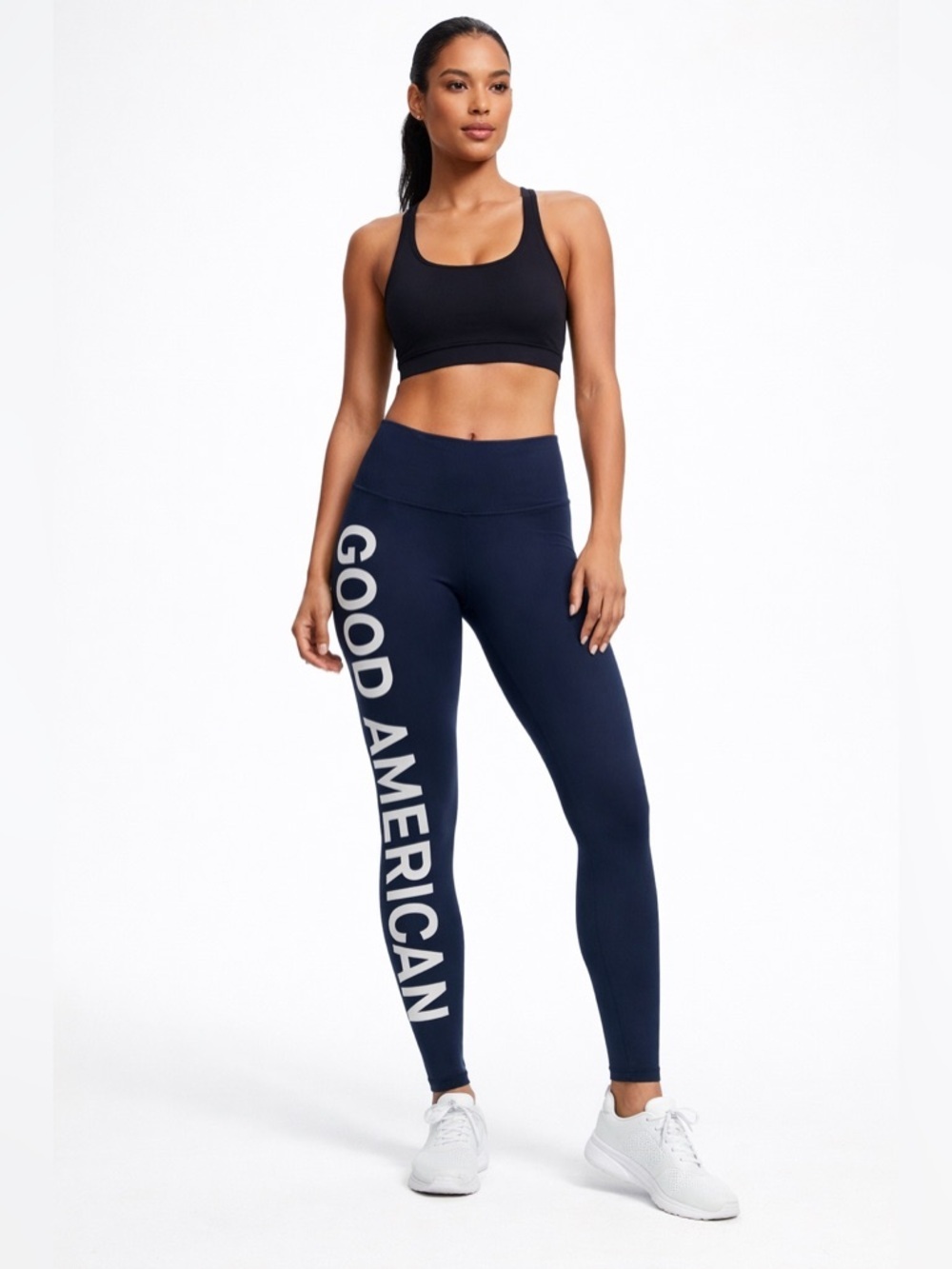 NWOT Good American Core Power Stretch Logo Leggings - Navy Blue